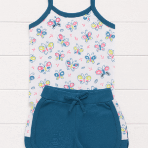 Conjunto bebê blusa alcinha e short borboletas