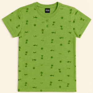 Camiseta Manga Curta Mesclada Estampa Coqueiros- 4YOU