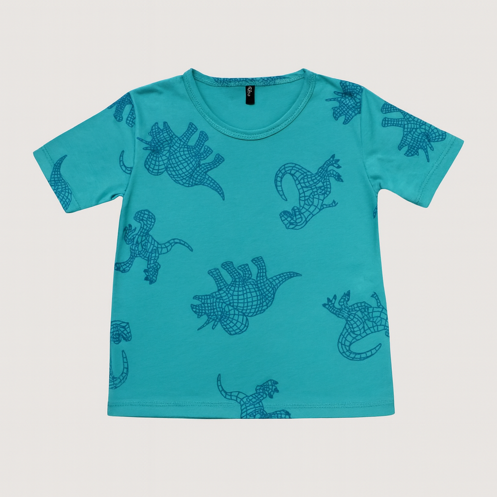 Camiseta Manga Curta Mesclada Estampa Dino -4YOU