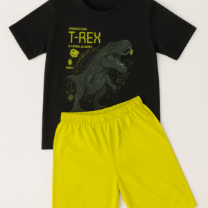 Conjunto Masculino Camiseta Estampa T- Rex e Bermuda Moletinho